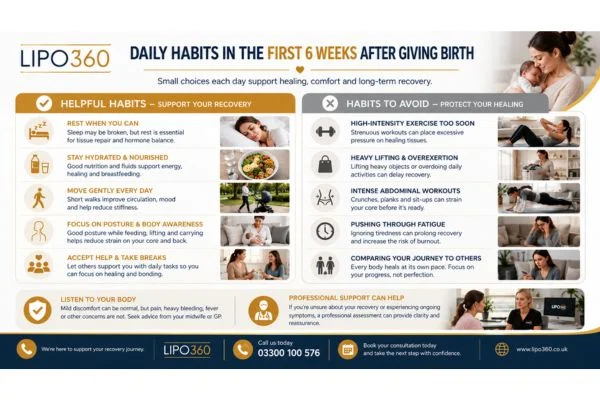 First 6 Weeks After Giving Birth To Avoid Diastasis Recti Basingstoke  : Daily Habits in the First 6 Weeks After Giving Birth 